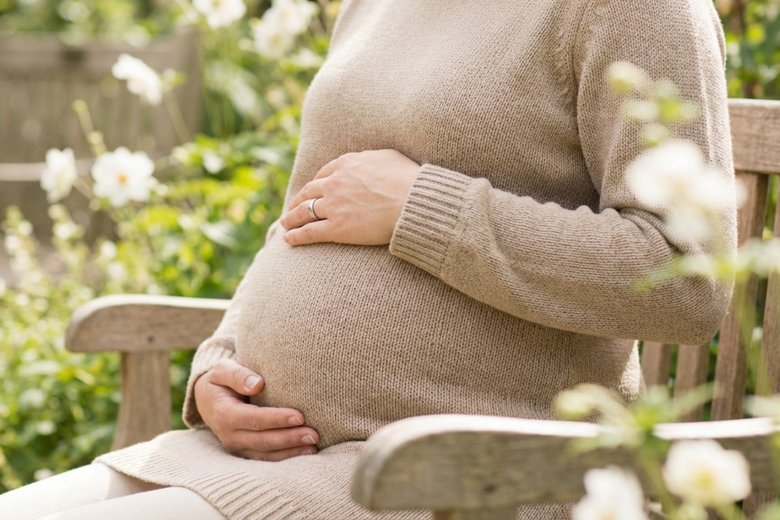 femme enceinte se tient le ventre